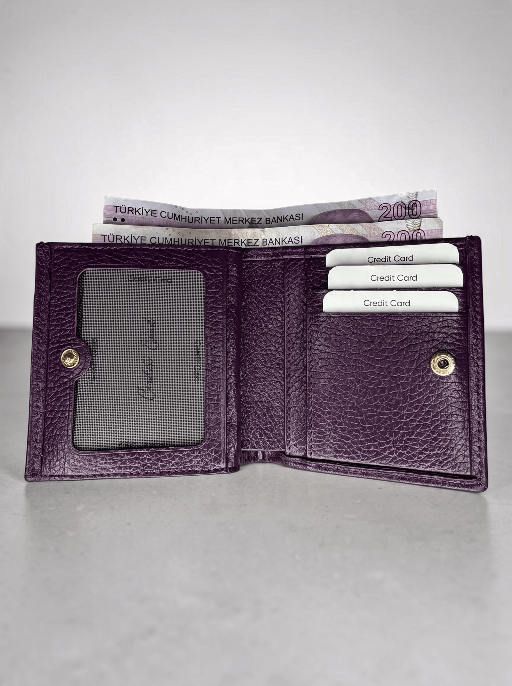 Mor Parla Deri Cüzdan