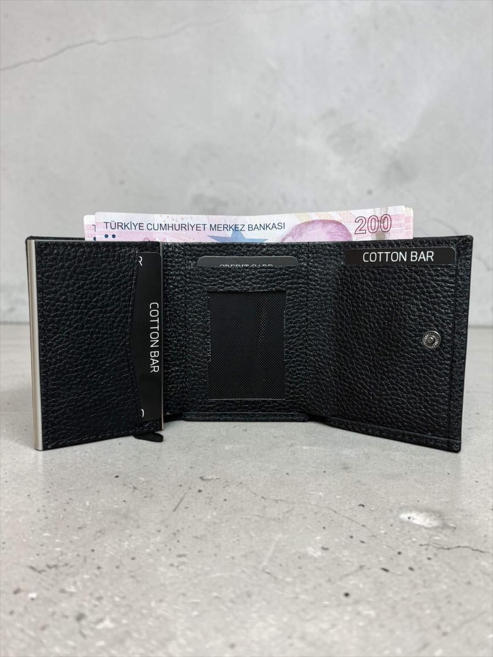 Siyah Flother Mekanizmalı Cüzdan